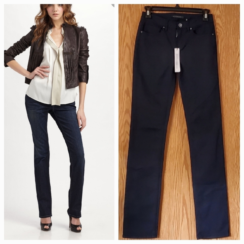 Elie Tahari Adena straight leg dark indigo cotton stretch size 24 inseam 34 in.